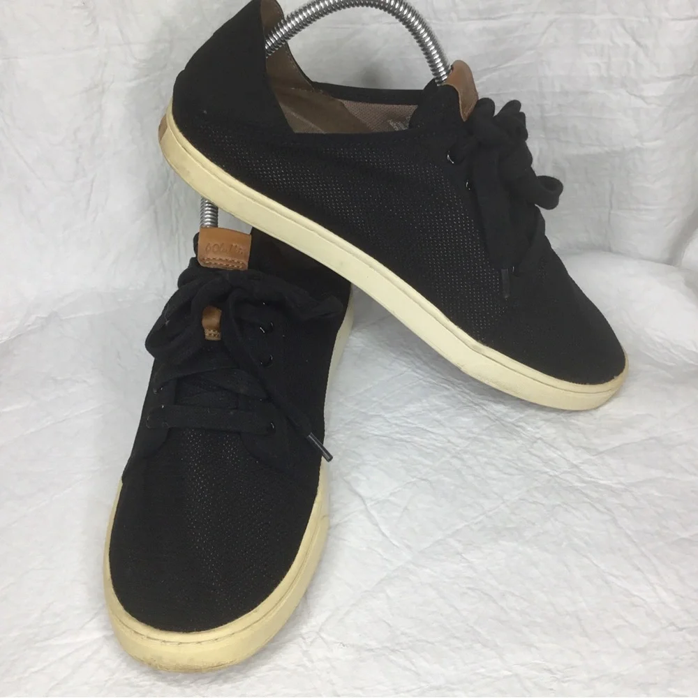 OluKai Pehuea Li Black Mesh Convertible Sneakers W 9.5 Casual Shoes Drop Back